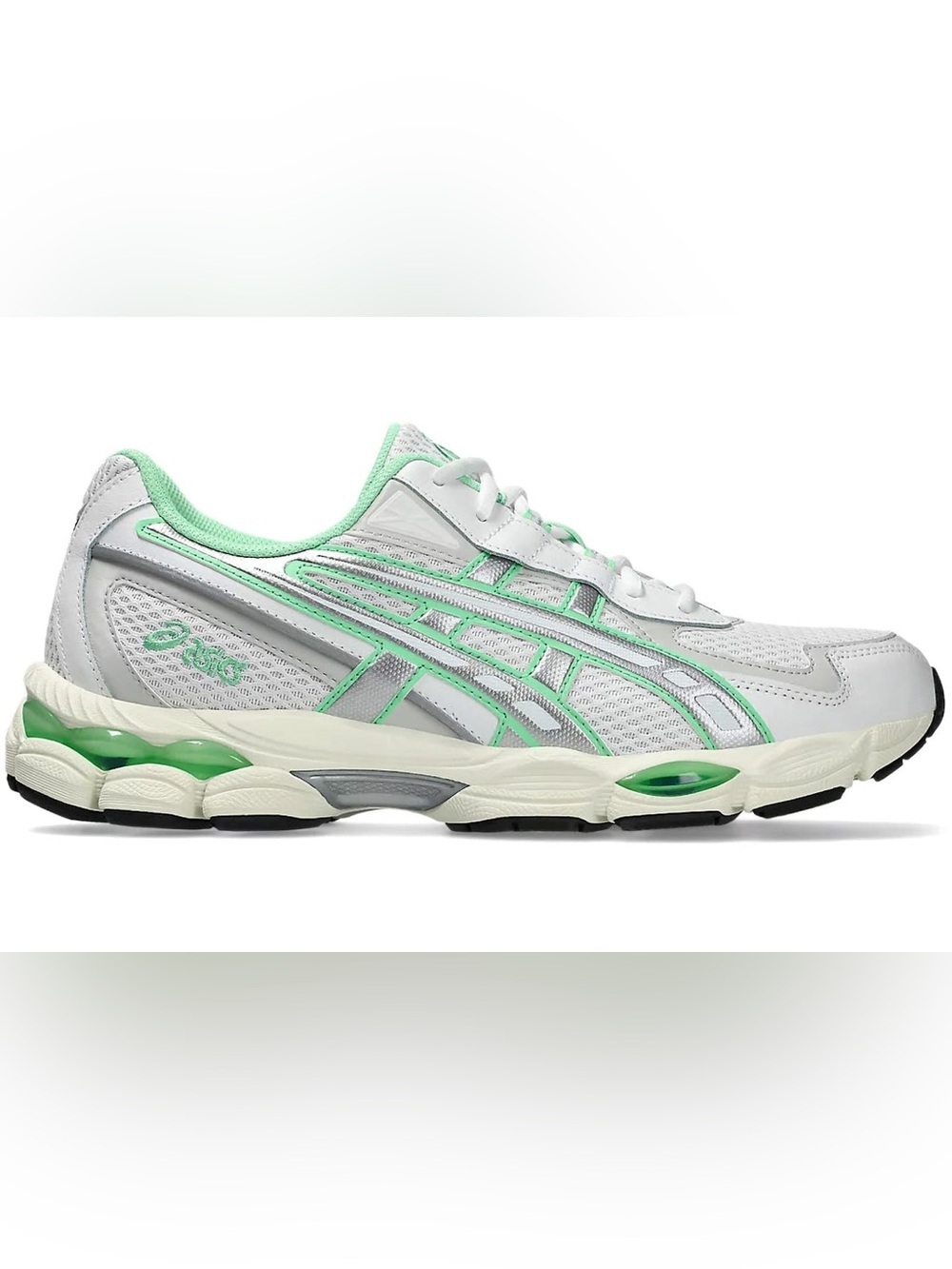 ASICS White and Mint Lace-Up Women's Running Shoes